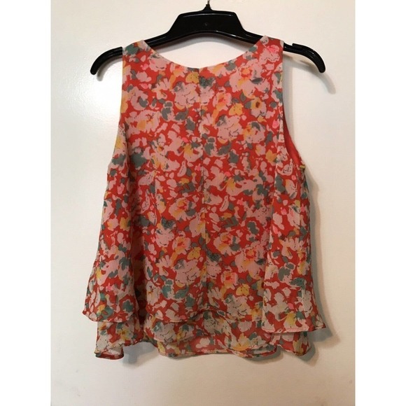 Canyon River Blues Red Floral Ruffled Tank Sz S - Picture 2 of 7
